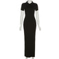 Summer Women Clothing Collared Single Breasted Split Slim Fit Slim Sheath Dress Women