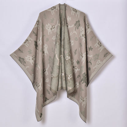 Ladies Artificial Cashmere Scarf Shawl Japanese Korean Cartoon Double Sided Jacquard Cardigan