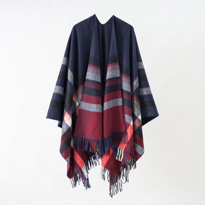 Fashionable All Match Ethnic Shawls Scarf Women Autumn Winter Split Women Travel Cape Scarf