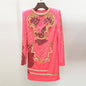 Autumn Winter Heavy Industry Embroidery Sequined Diamonds Bead Long Sleeve Gold Velvet Sheath Dress