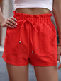 Women Clothing Summer Fungus Waist Oblique Pocket Casual Shorts