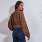 Lantern Sleeve Corduroy Jacket Short Coat Women Loose Long Sleeve Autumn Winter Women