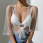 Rhinestone Fishnet Top Step into Summer Popular Mesh Rhinestone Women Clothing Short Sleeve Vest