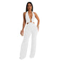 Women Wear Solid Color V neck Smart Trousers Jumpsuit