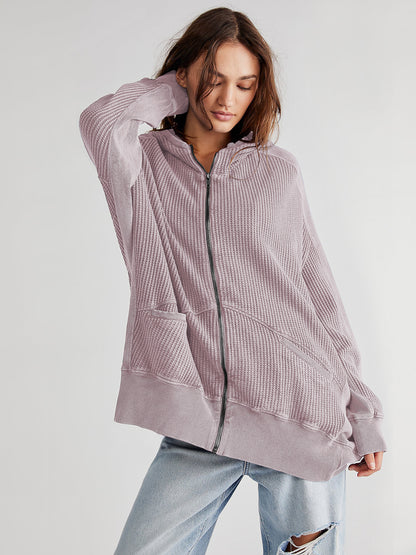 Cardigan Zipper Sweater Home Wear Women Outerwear Hoodie Long Coat