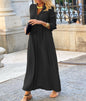 Large Swing Skirt Solid Color Collared Long Sleeve Simple Casual Long Shirt Dress