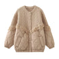 Fall Women  Clothing Tassel Decorative Knitted Patchwork Cotton Padded Jacket Jacket Coat