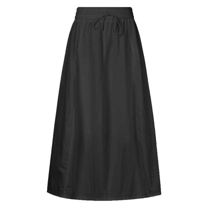 Women Clothing Cotton Skirt Autumn Winter High Waist Slit Solid Color Long Skirt