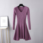 Autumn Winter Woolen  Base Knitting Dress Women Waist Slimming Mid Length Inner Wear A line