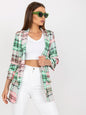 Plaid Blazer Women Color Printed Slim Mid Length Coat