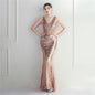 Positioning Floral Heavy Industry Beaded Long Fish Tail Evening Dress Suitable Attending Formal Occasions