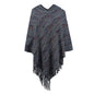 Hooded Striped Tassel Cape Shawl Women Autumn Winter Women Outer Scarf