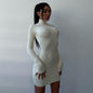 Long Sleeve Knitted Dress Autumn Winter Hollow Out Cutout Sexy Skinny Short Dress