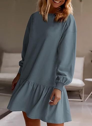 Women Clothing Crisscross Neckline Round Neck Long Sleeve Casual Sweatshirt Dress