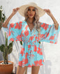 Women Clothing Station Summer Leaf Printing Half Length Sleeve Dress