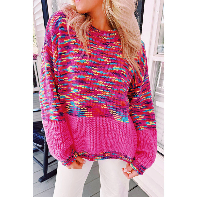 Autumn Pullover round Neck Knitted Top Women Loose Casual All Matching Multi Color Sweater Women Clothing