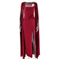 Dress Square Collar Mop Long Sleeve High Slit Solid Color Sexy Dress