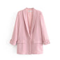 Women Clothing Early Spring One Button Cuff Curling Loose Blazer Women