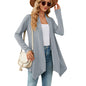 Women Clothing Autumn Winter Solid Color Loose Long Sleeves Cardigan Coat Women