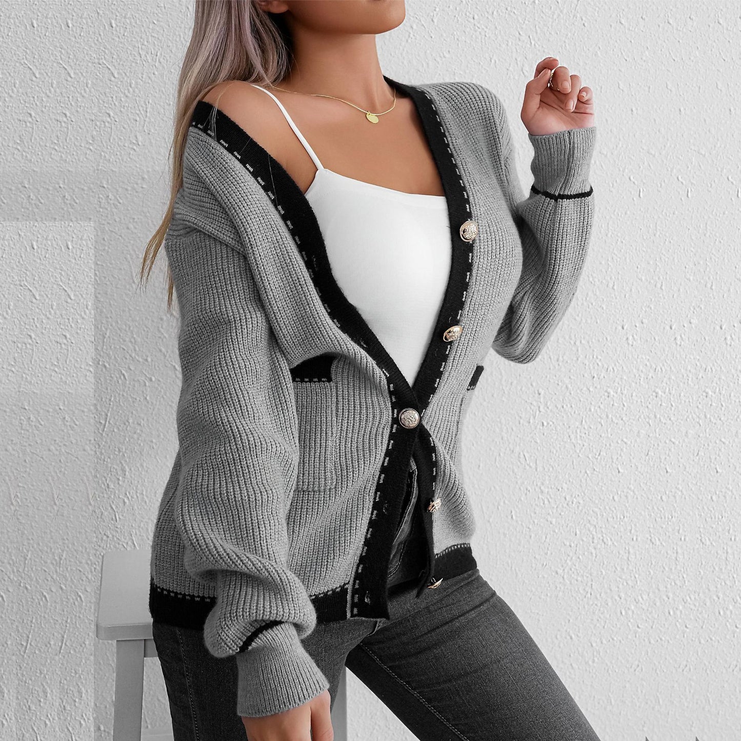 Knitted Sweater Cardigan Women Autumn Winter Idle Casual Knitted Long Sleeve Cardigan Coat