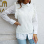 Women Clothing Autumn Winter Fashionable Stringy Selvedge Diamond Pullover Vest