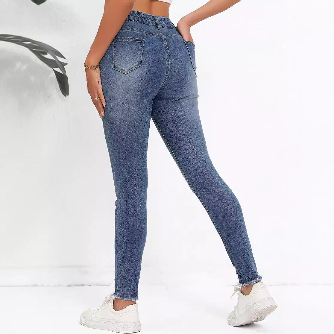 Slim Trend Solid Color Denim Skinny Pants