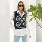 Halloween Skull Jacquard Rhombus Vest Sweater Women Vest Knitwear Autumn Winter