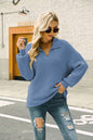 Autumn Winter Women Collared Sweater Loose-Fitting Solid Color Long Sleeves Pullover Sweater for Women