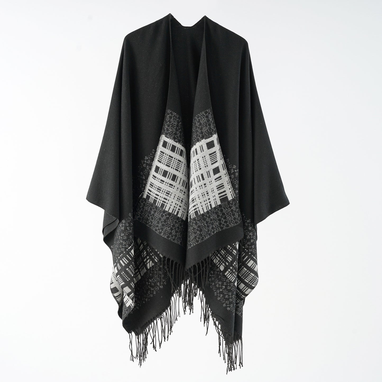 Autumn Winter Solid Color Shawl Simple Thickened Tassel Cashmere like Dual Purpose Scarf Cloak Air Conditioned Room Blanket