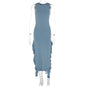 Summer round Neck Flounce Slim Fit Slit Dress Girls