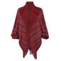 Tassel Inverness Women Autumn Winter Knitted Striped Cloak Women