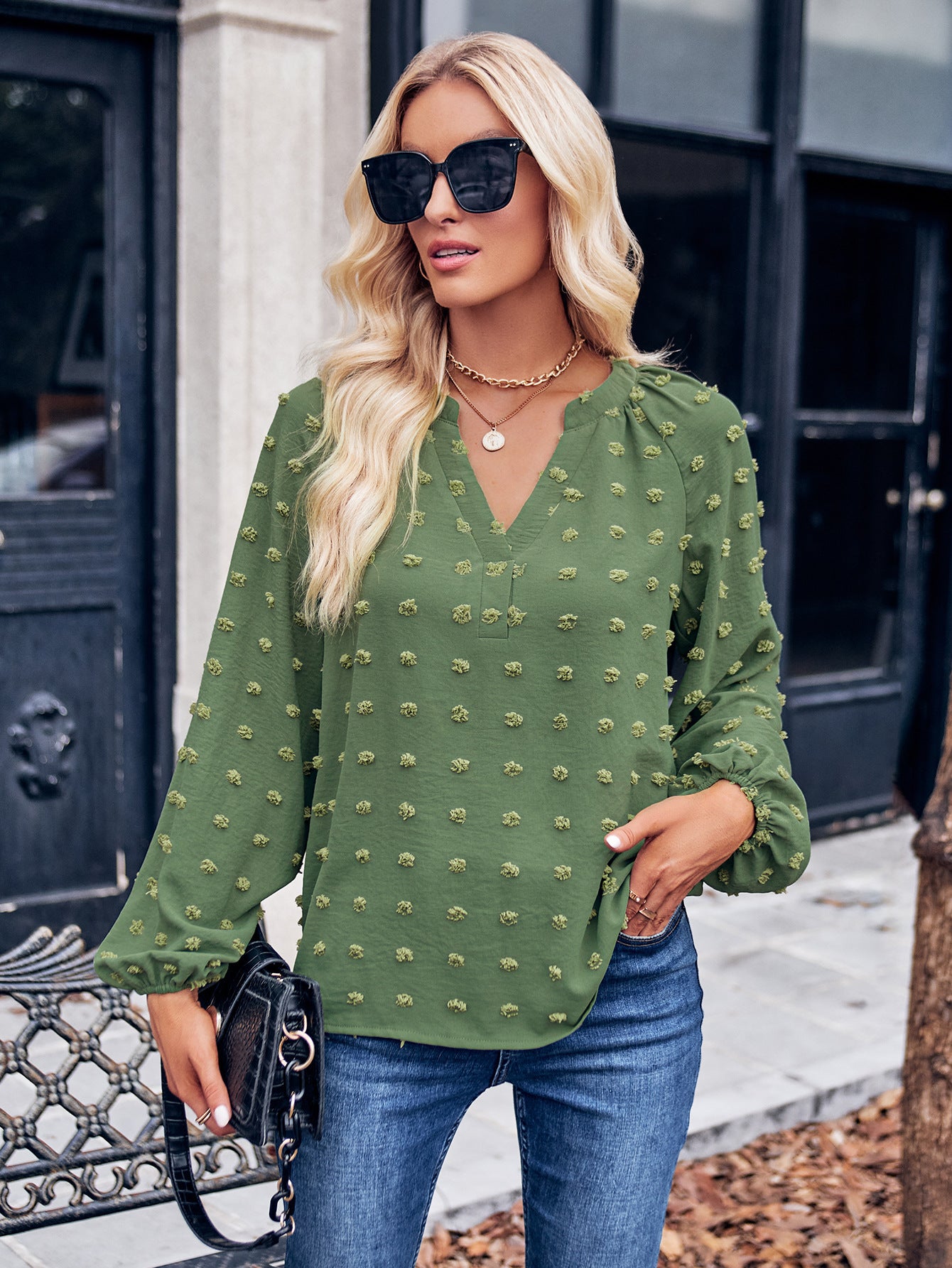 Casual Autumn Winter Women Clothing Long Sleeve V neck Loose Top Women