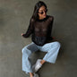 Sexy Wind Beach Hollow Out Cutout Blouse Wear Fashionable Loose Knitted Mesh Knitted T-shirt Top for Women