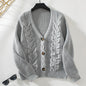 Solid Color Twist Knitted Cardigan Women Autumn Winter Vintage Single Breasted Sweater Women Coat