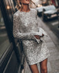 Sequin Atmosphere Shiny Backless Long Sleeves Dress Autumn Winter