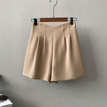 Double High Waist  Shorts for Women Summer Korean Preppy Wide Leg A line Pumpkin Pants