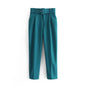 Women Clothing Four Seasons Popular High Waist All-Matching Pleated Casual with Belt Work Pant Harem Pants