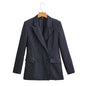 Early Autumn Casual Vertical Striped Small Blazer Women Jacket