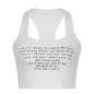 Babies Simple Letter Graphic Printed Square Collar Camisole Knitted Tight Square Collar Chest Flattering Base Ride Top