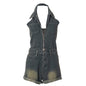 Women Clothing Summer Collared Sleeveless Halter Backless Curling Cowboy Siamese Shorts