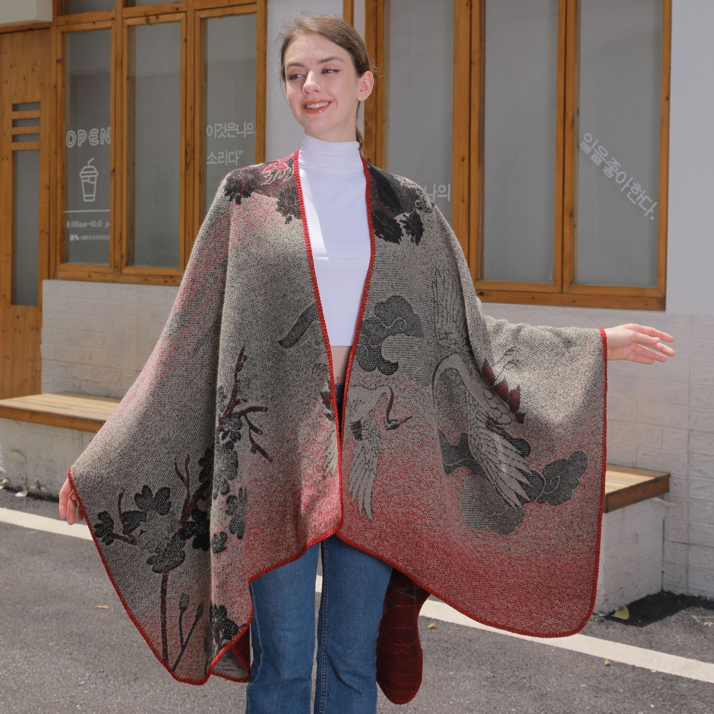 Princess Shawl Ladies Travel Photo Shawl Retro Thickened Jacquard Split Shawl