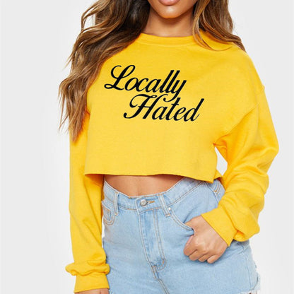 Locally Hated Street Hipster Sexy Women Top Short Long Sleeve Sweater