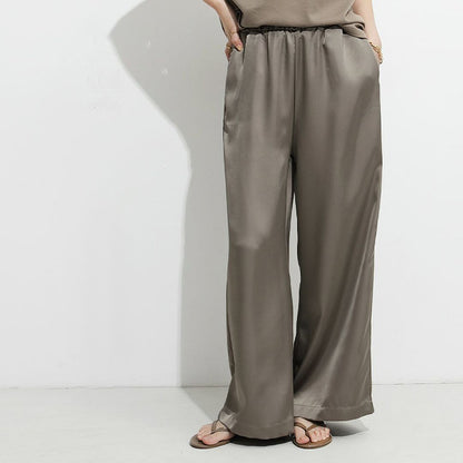 Summer Draped Casual Pants Women Small High Grade Lazy Solid Color Loose Trousers Wide Leg Pants