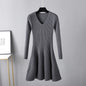 Autumn Winter Woolen  Base Knitting Dress Women Waist Slimming Mid Length Inner Wear A line