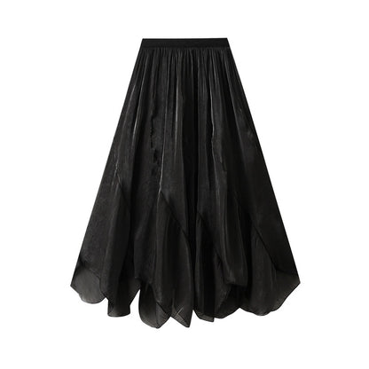 French Irregular Asymmetric High Waist Skirt Women Summer Fishtail Skirt Maxi Dress Wavy Edge