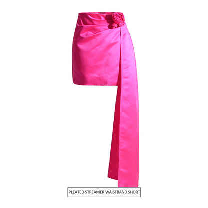 Summer Office All Matching Pleated Ribbon Patchwork Waist-Slimming Slimming Hip Skirt High Waist Skirt