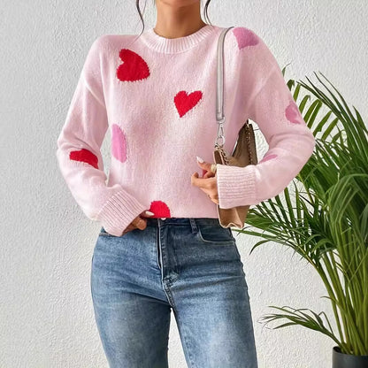 Autumn Winter Wear Love Pattern Pullover Sweater