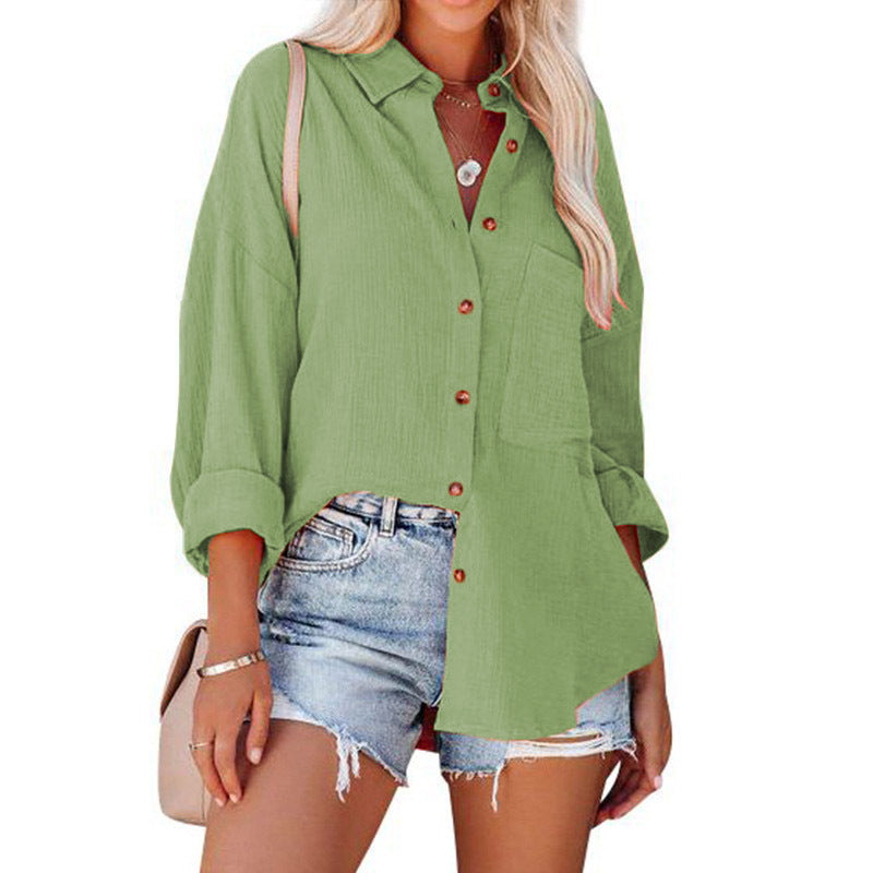 Women Clothing Spring Summer Drop Shoulder Batwing Shirt Casual Long Sleeve Shirt for Women