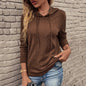 Solid Color Casual Long Sleeves Hooded Sweater T shirt Women Clothing