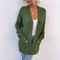 Sweater Women Autumn Winter New  Twist Mid-Length Pocket Knitted Cardigan Coat